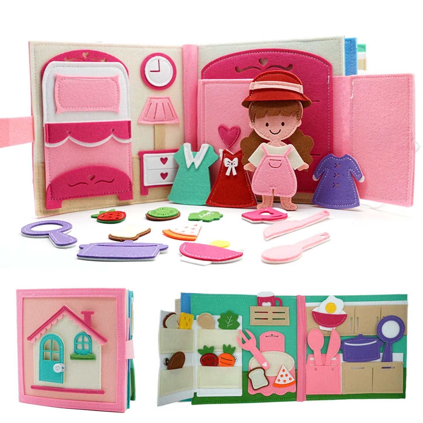 Toddlers Montessori Toys Busy Board Farm Animal Scene Storytelling Activity Toy Quiet Book Felt Activity Educational Sensory Toy