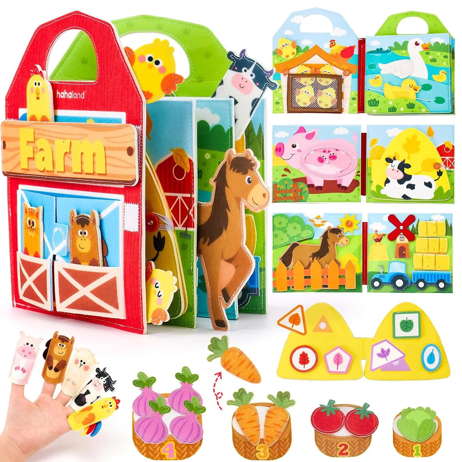 Toddlers Montessori Toys Busy Board Farm Animal Scene Storytelling Activity Toy Quiet Book Felt Activity Educational Sensory Toy